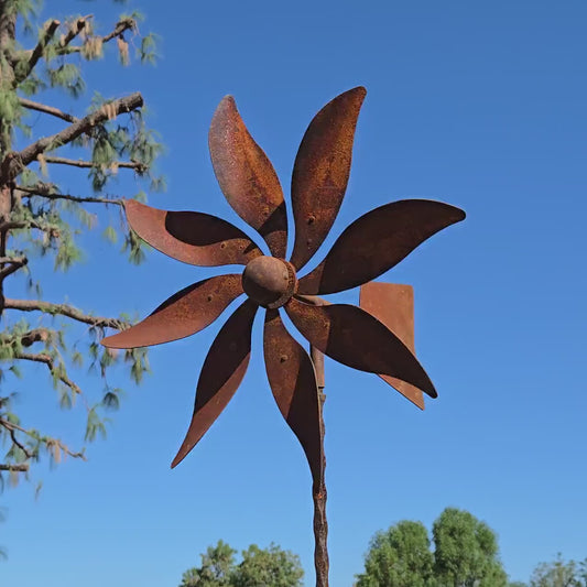 Handmade Rustic Metal Flower Wind Vane: Iron Garden Decor