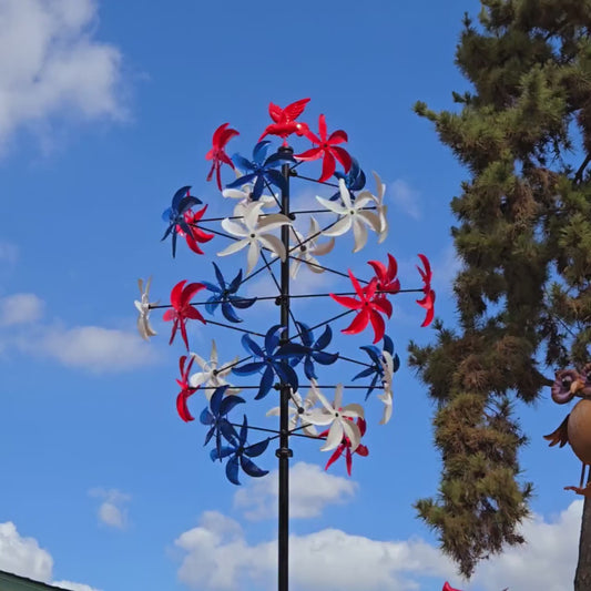Rust Finish Kinetic Metal Wind Spinner – Vintage Yard Art Outdoor Garden Sculpture