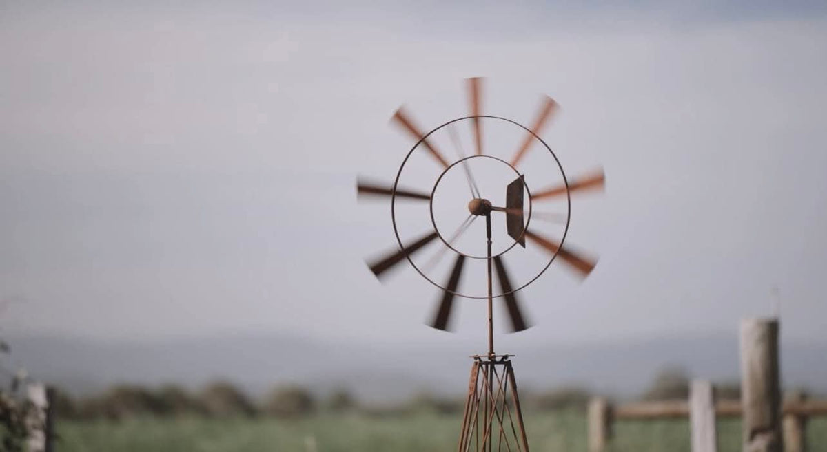 Farmhouse Metal Windmill Garden Stake – 73" Tall Rusted Wind Spinner Lawn Sculpture