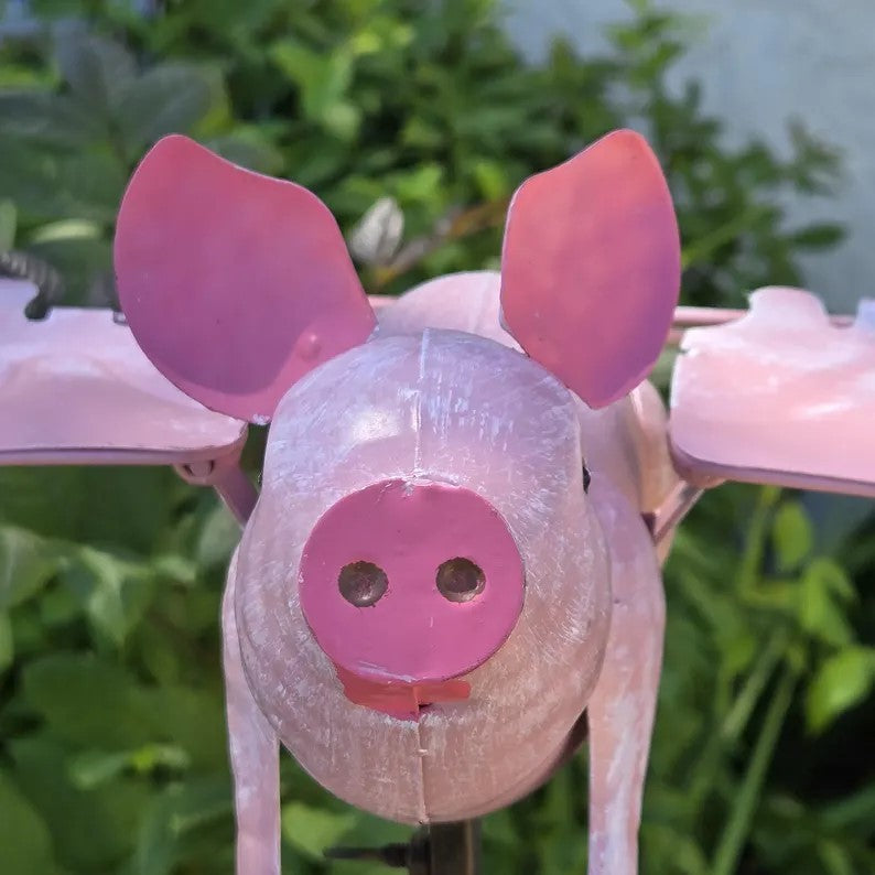 Metal Owl Cardinal Hummingbird Pink Pig Horse Crow Garden Balancing Rocker Stake