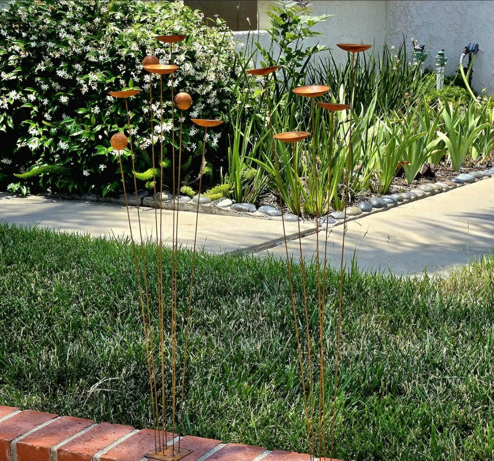 35" Tall Spinning Metal Kinetic Sculpture Wind-Activated Garden Art for Hypnot