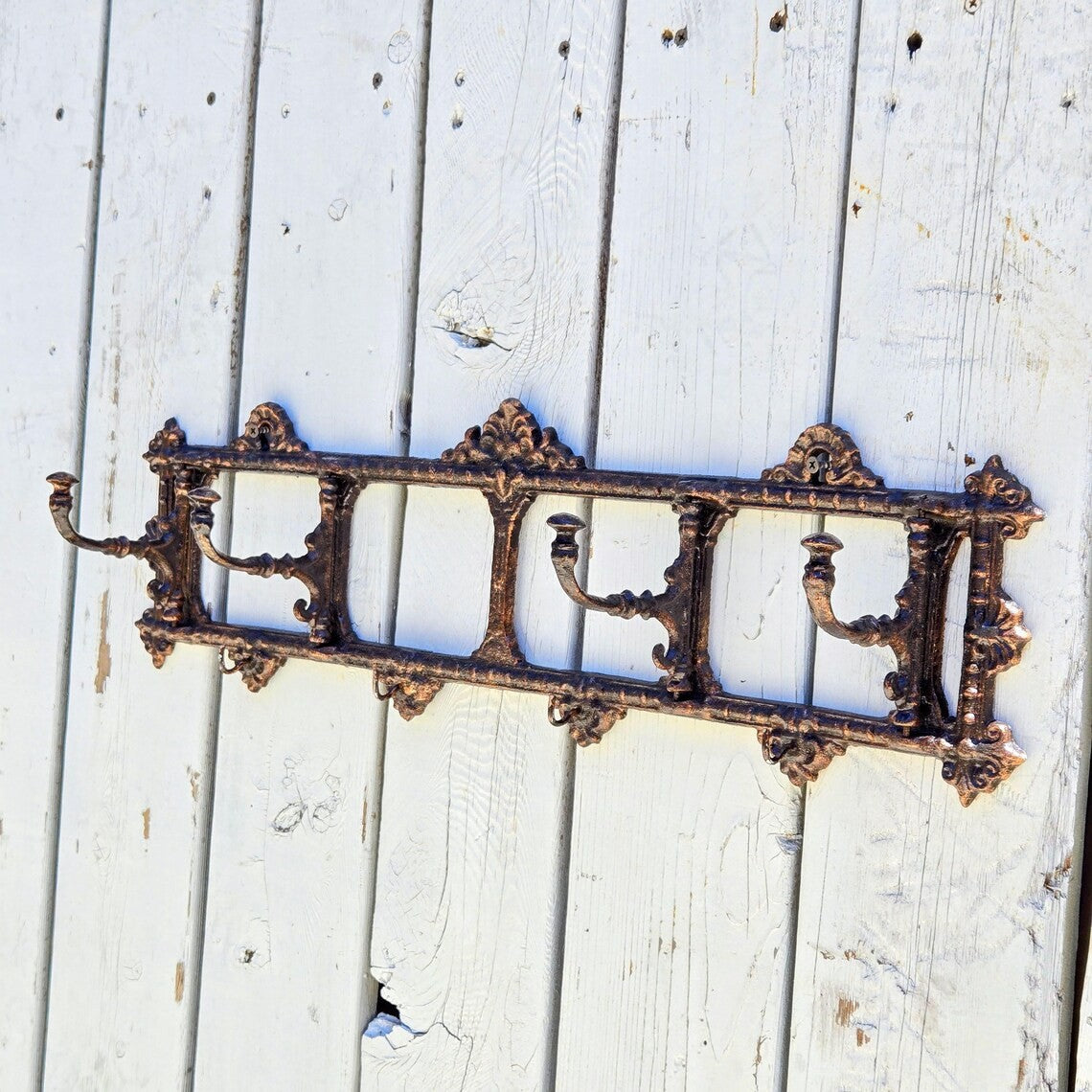 Cast Iron French Folding Coat Hook Rack – Vintage Wall Mounted Hanger for Hats