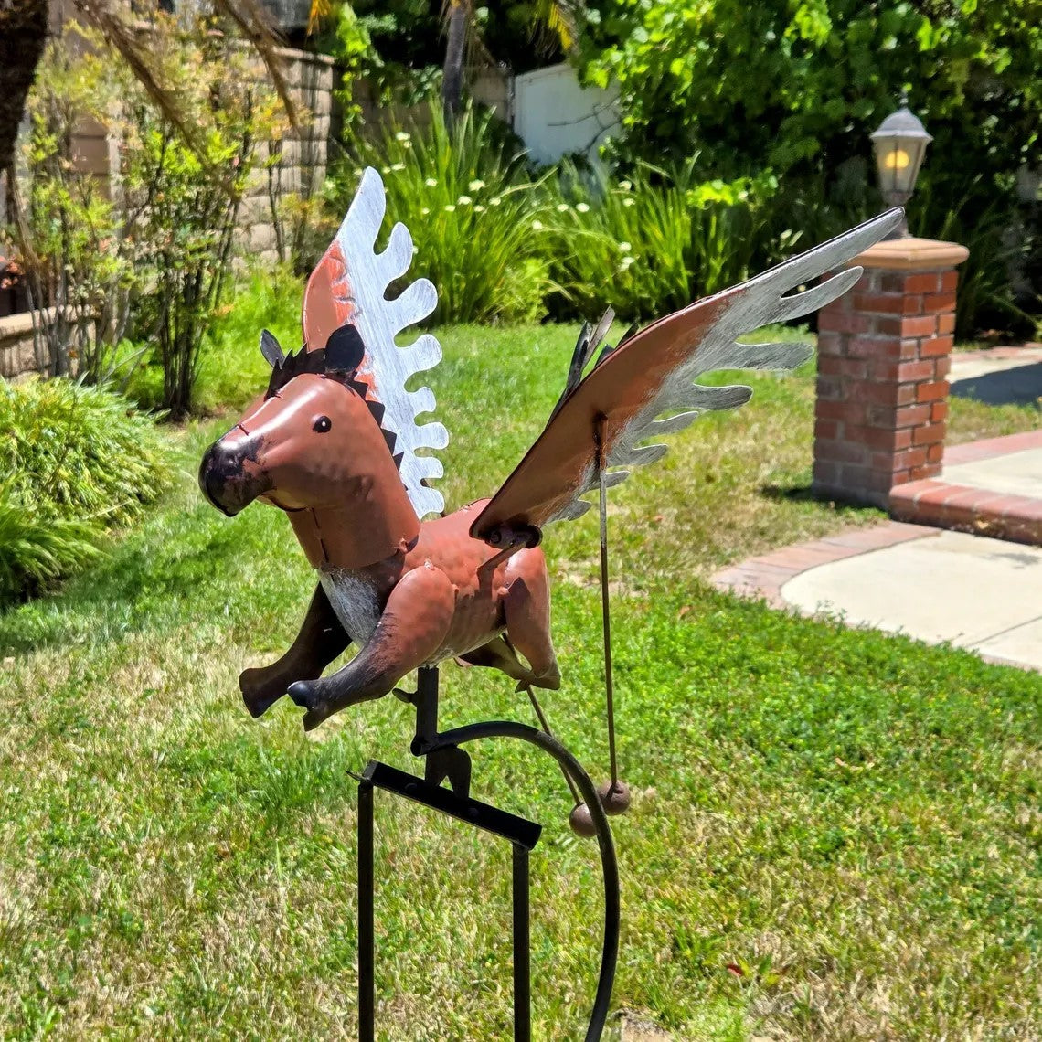 Metal Owl Cardinal Hummingbird Pink Pig Horse Crow Garden Balancing Rocker Stake