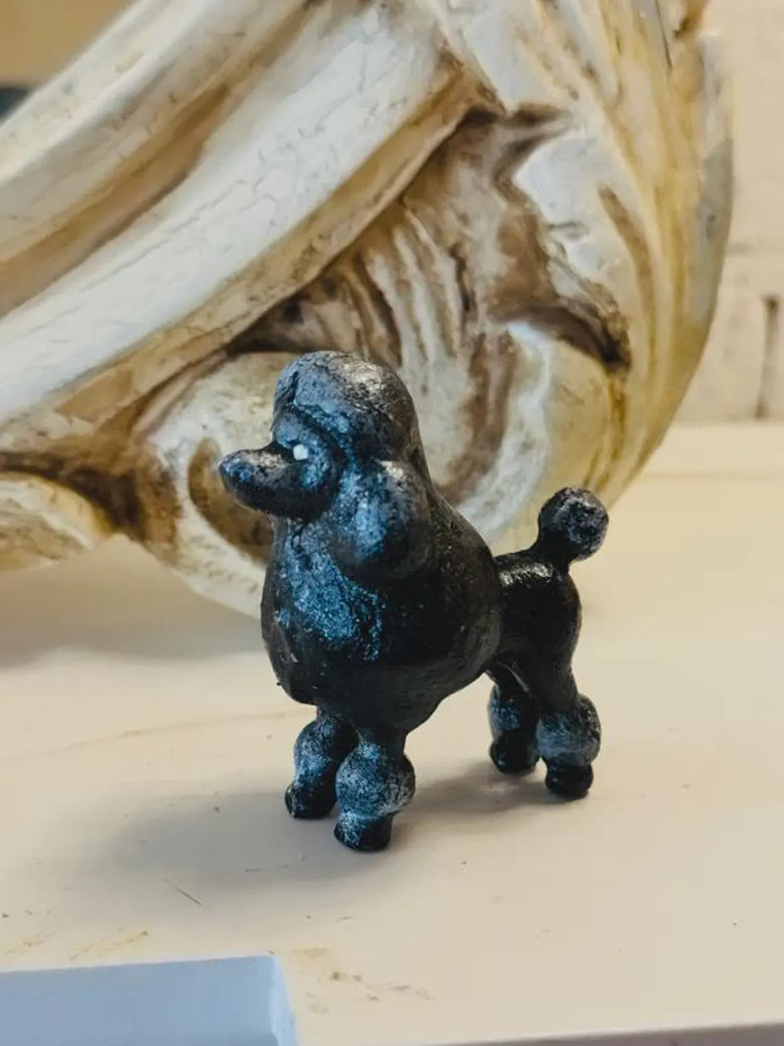 Cast Iron Puppy Paperweight Vintage Dog Figurine Rustic Metal Pet Sculpture