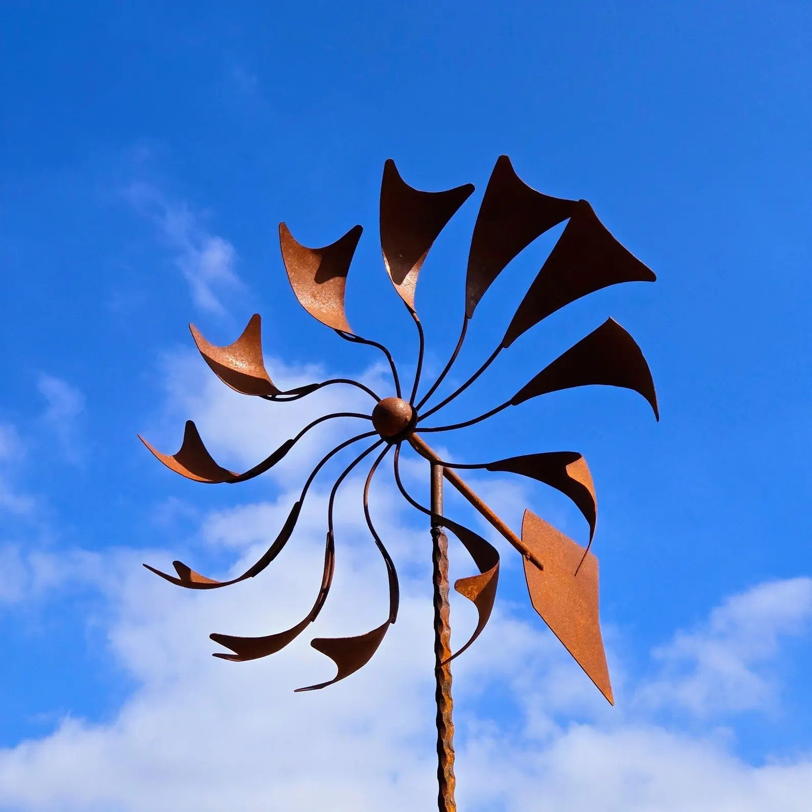 Rustic Garden Wind Spinner with Weather Vane, Heavy-Duty Mild Steel Outdoor