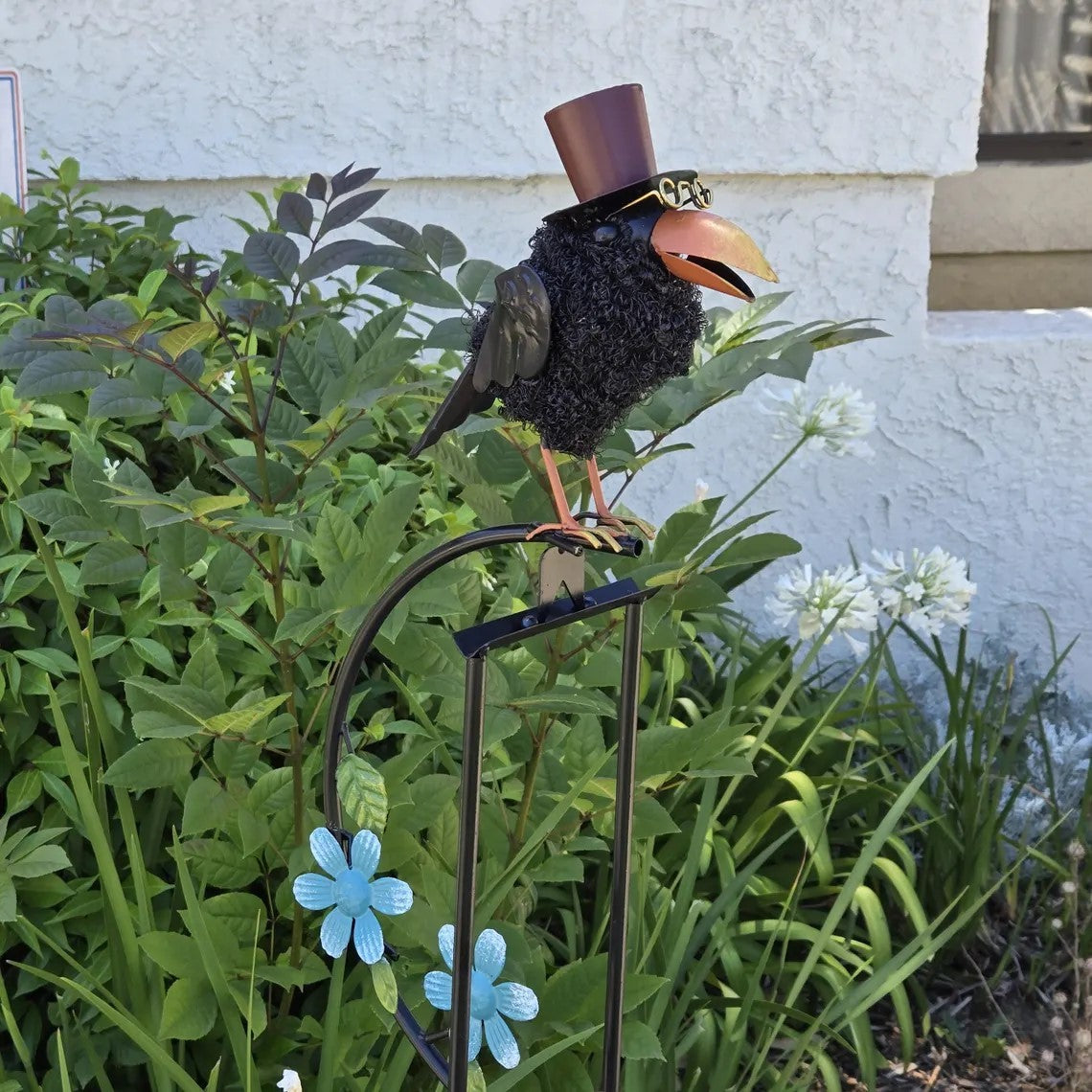 Metal Owl Cardinal Hummingbird Pink Pig Horse Crow Garden Balancing Rocker Stake