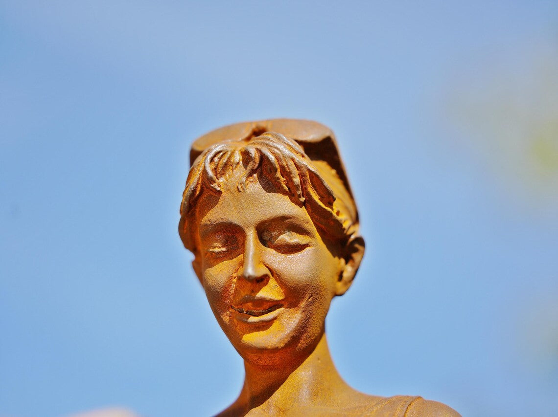 Metal Cast Iron Maternity Sculpture Expecting Couple Statue Handcrafted Pregnant