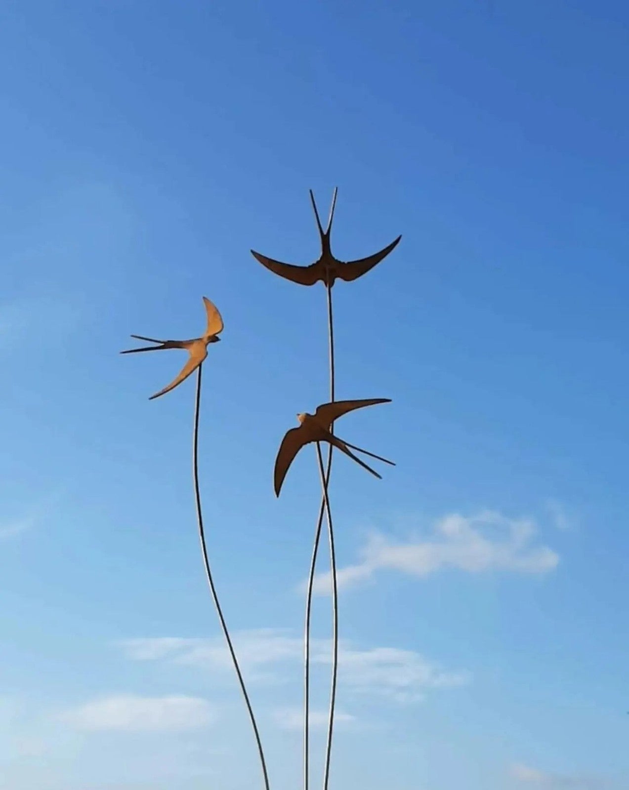 Rust Metal Swallow Garden Stake - Flying Bird Yard Art (59 Inch)