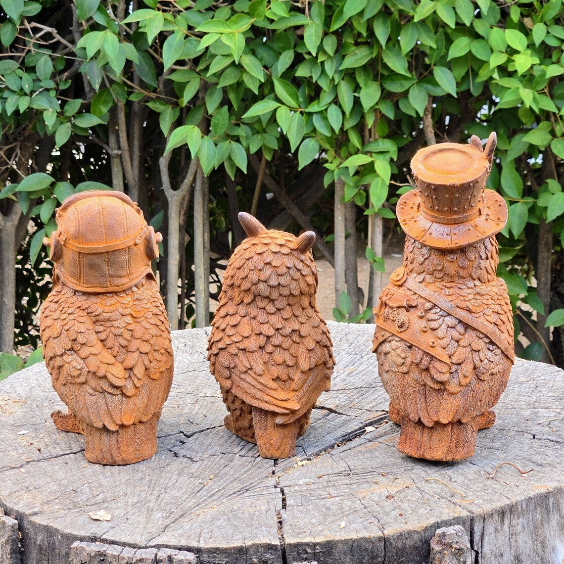 Cast Iron Metal Owl Gentleman Sculpture – Vintage Style Steampunk Owl Decor