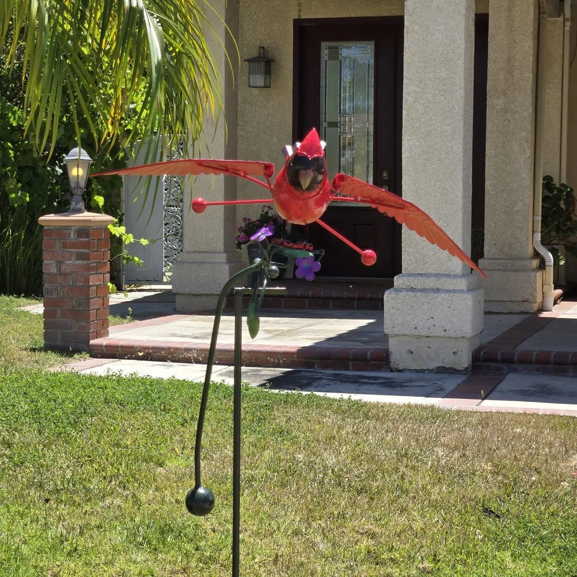 Metal Owl Cardinal Hummingbird Pink Pig Horse Crow Garden Balancing Rocker Stake