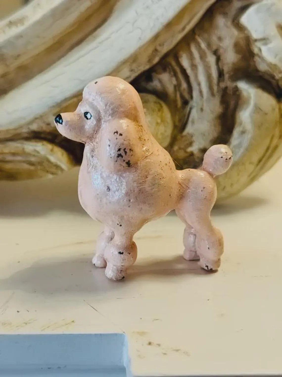 Cast Iron Puppy Paperweight Vintage Dog Figurine Rustic Metal Pet Sculpture