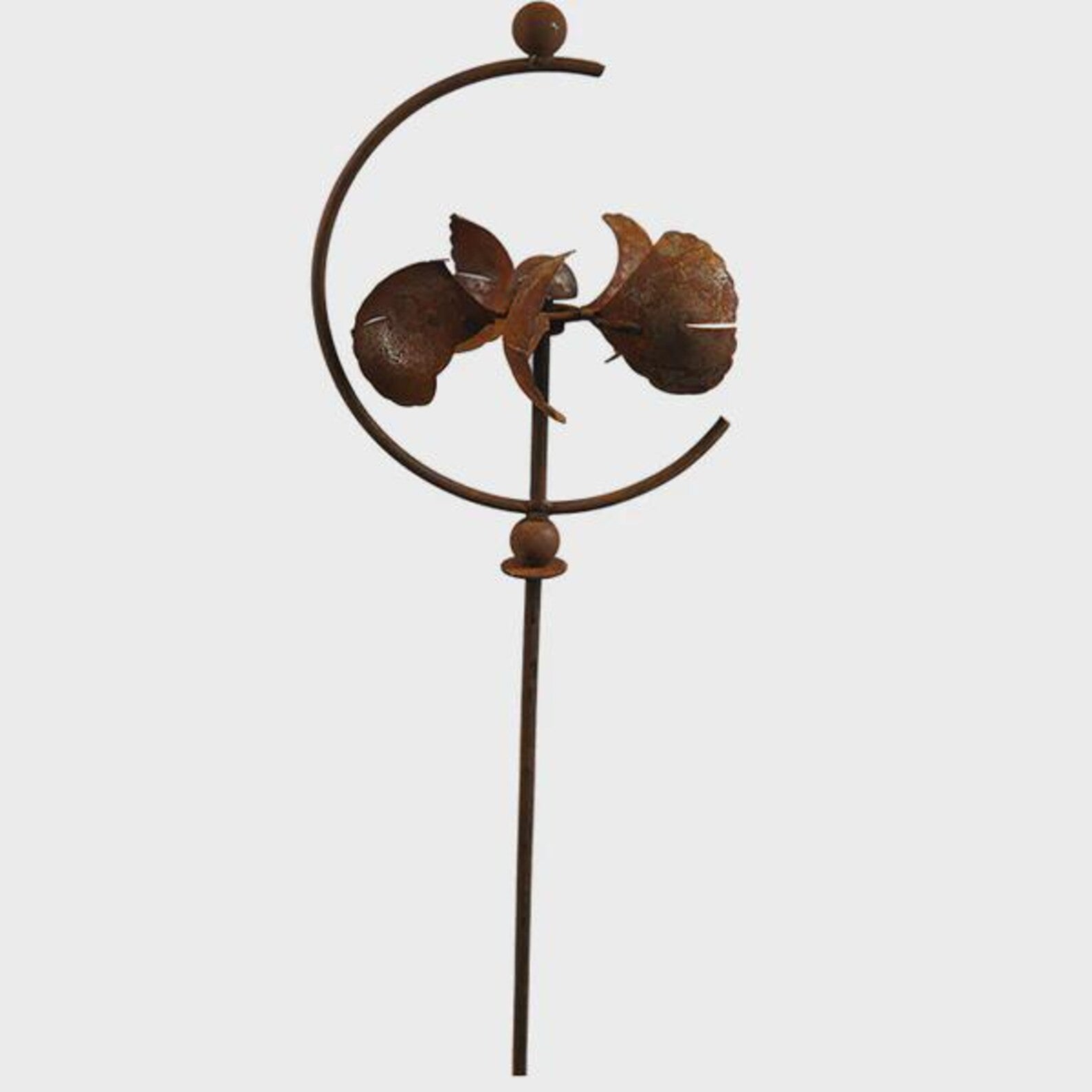 Rustic Metal Wind Spinner – 65" Tall Kinetic Garden Sculpture, Rust Finish
