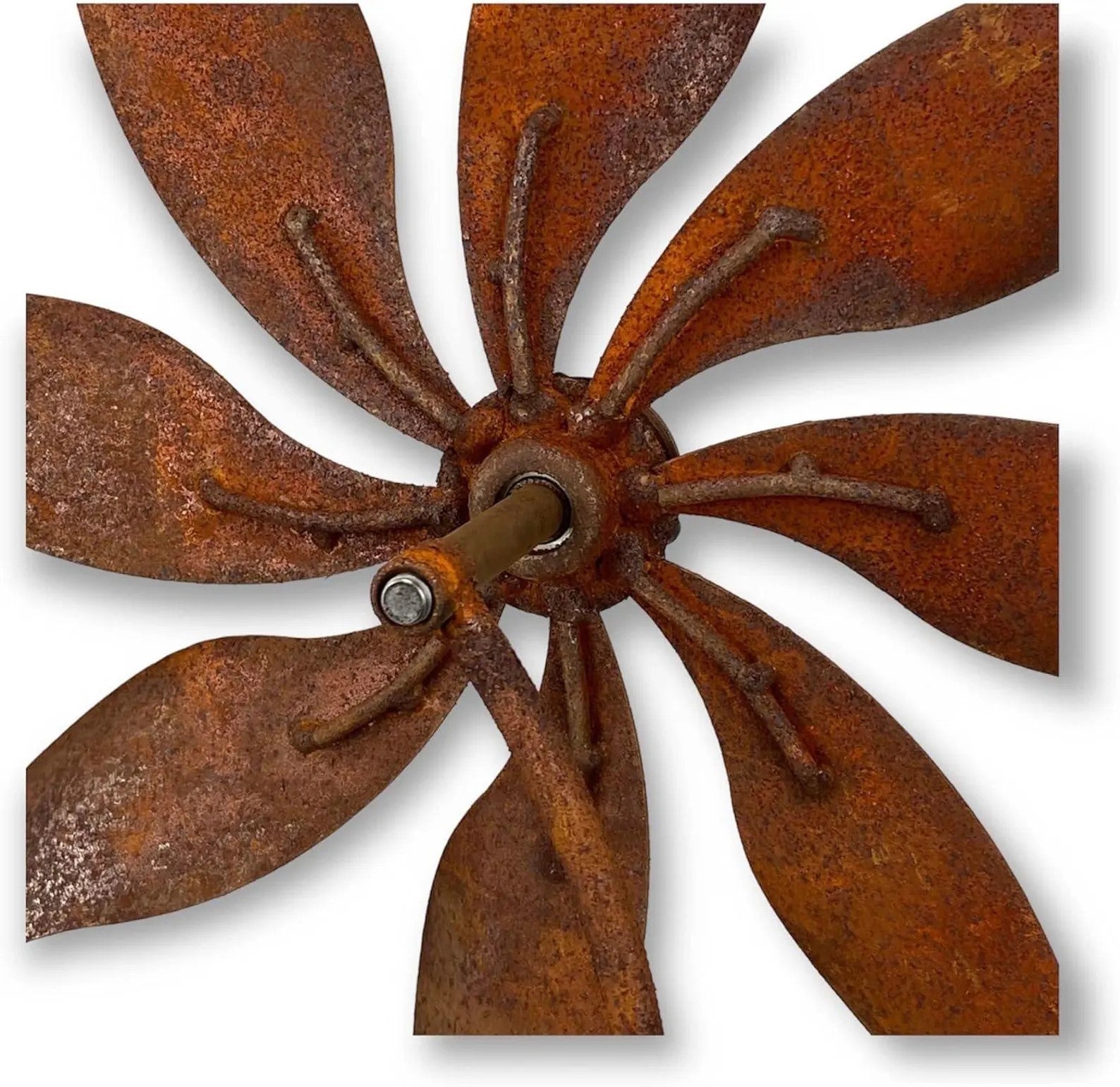 Rusty Metal Bird Windmill Garden Stake – 75" Weatherproof Wind Spinner Flower