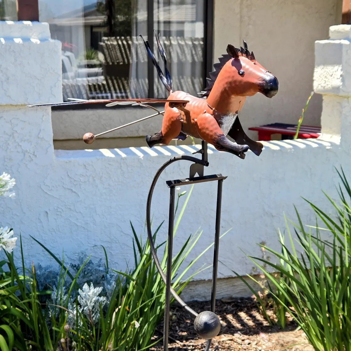 Metal Owl Cardinal Hummingbird Pink Pig Horse Crow Garden Balancing Rocker Stake