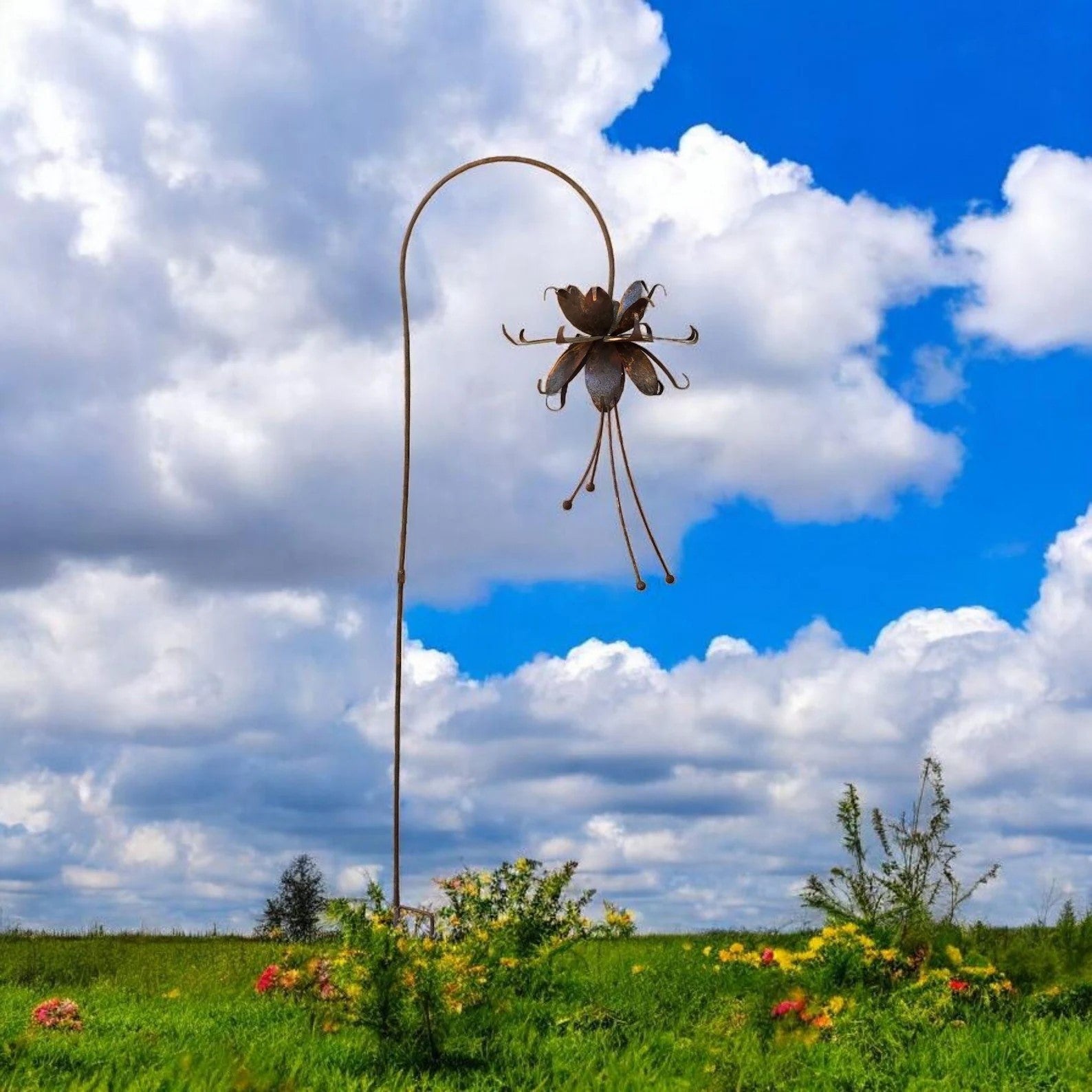 Rustic Metal Flower Stakes: Low-Carbon Steel Garden Art