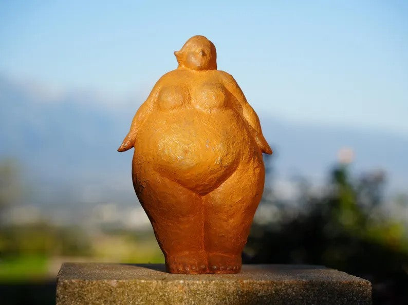 Metal Curvy Woman Cast Iron Sculpture Body Positivity Stretching Pose Home Art