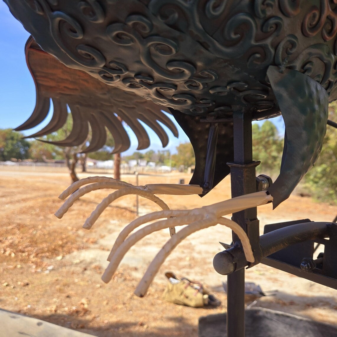 Giant Metal Rooster Garden Sculpture -Kinetic Balance Farmhouse Outdoor Yard Art