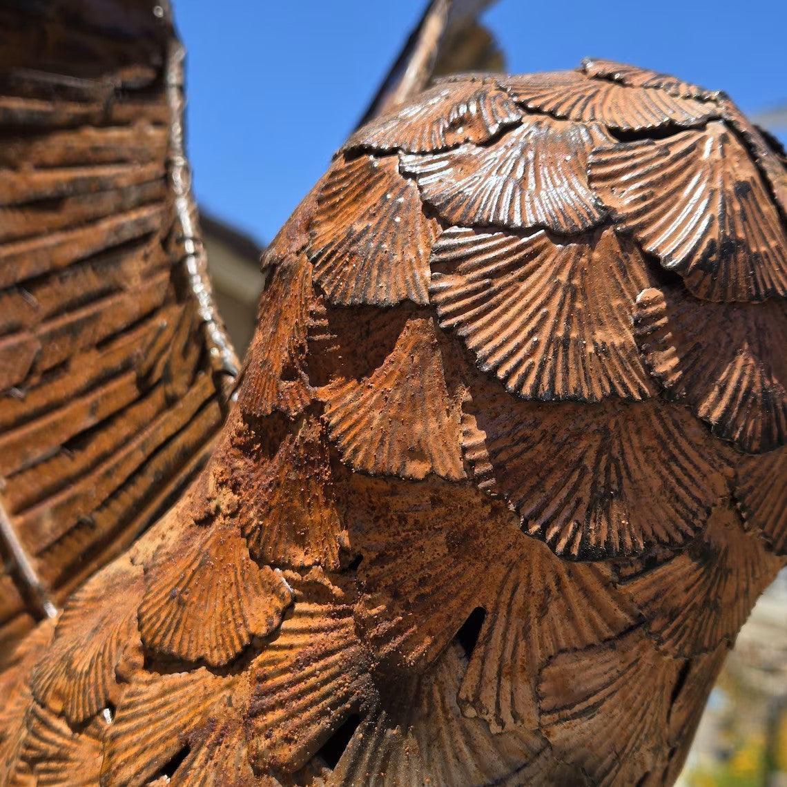 Metal Owl Wall Sculpture 21"x18" Handcrafted Outdoor Garden Art Decor for Yard