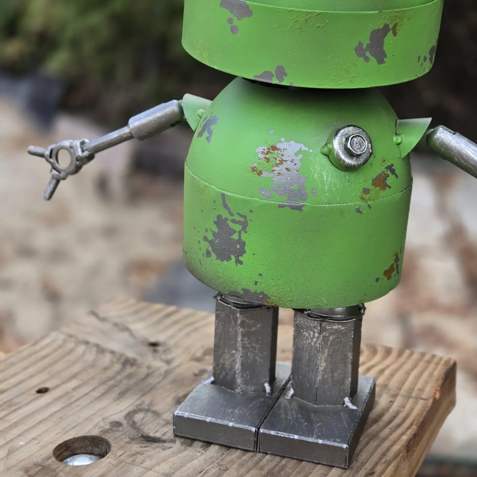 Vintage Metal Garden Robot | Retro Coffee Machine Sculpture | Minion Inspired