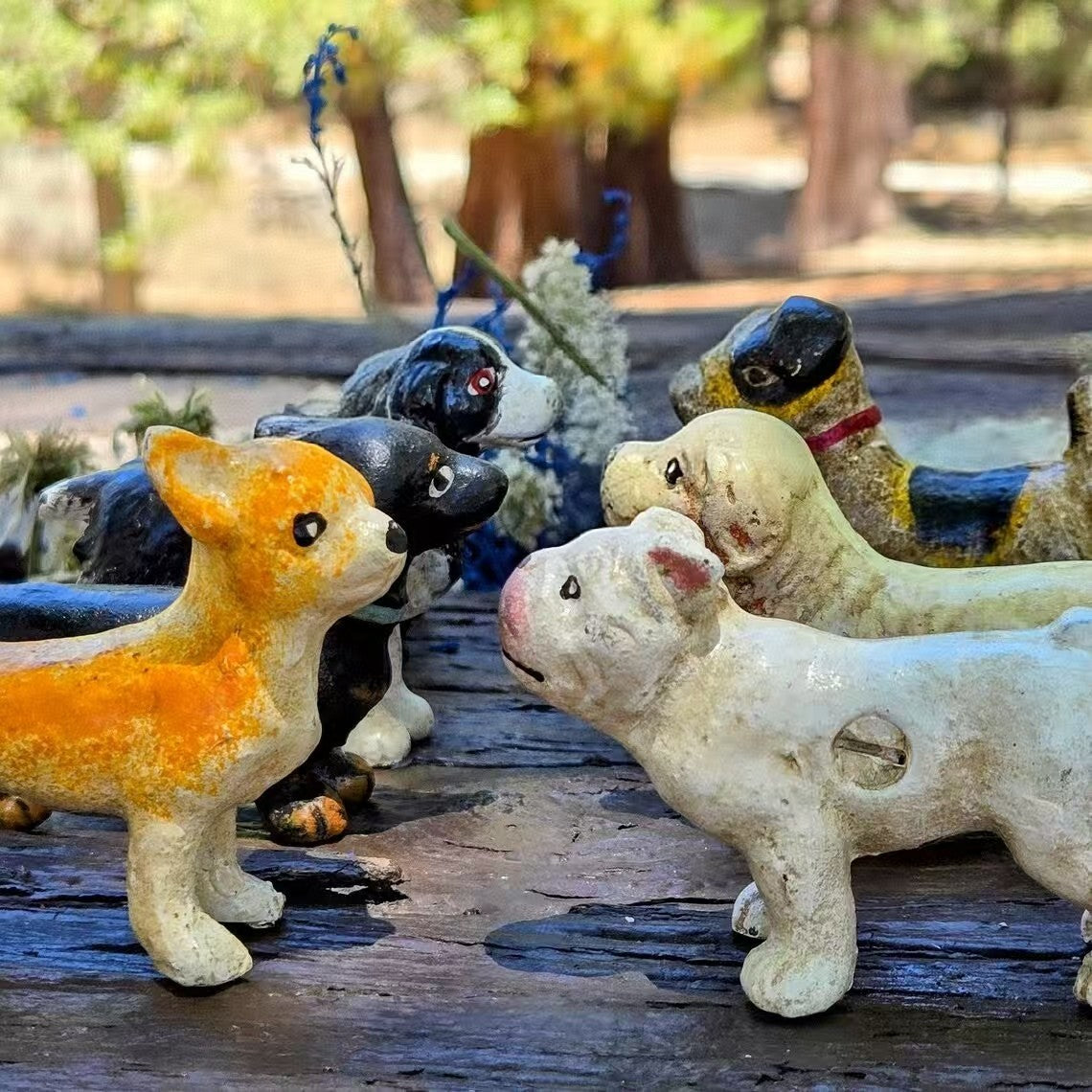 Cast Iron Puppy Paperweight Vintage Dog Figurine Rustic Heavy Metal Pet
