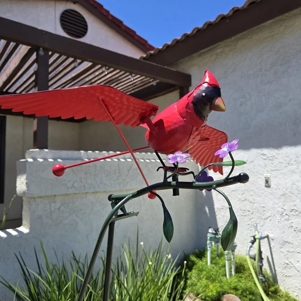 Metal Owl Cardinal Hummingbird Pink Pig Horse Crow Garden Balancing Rocker Stake