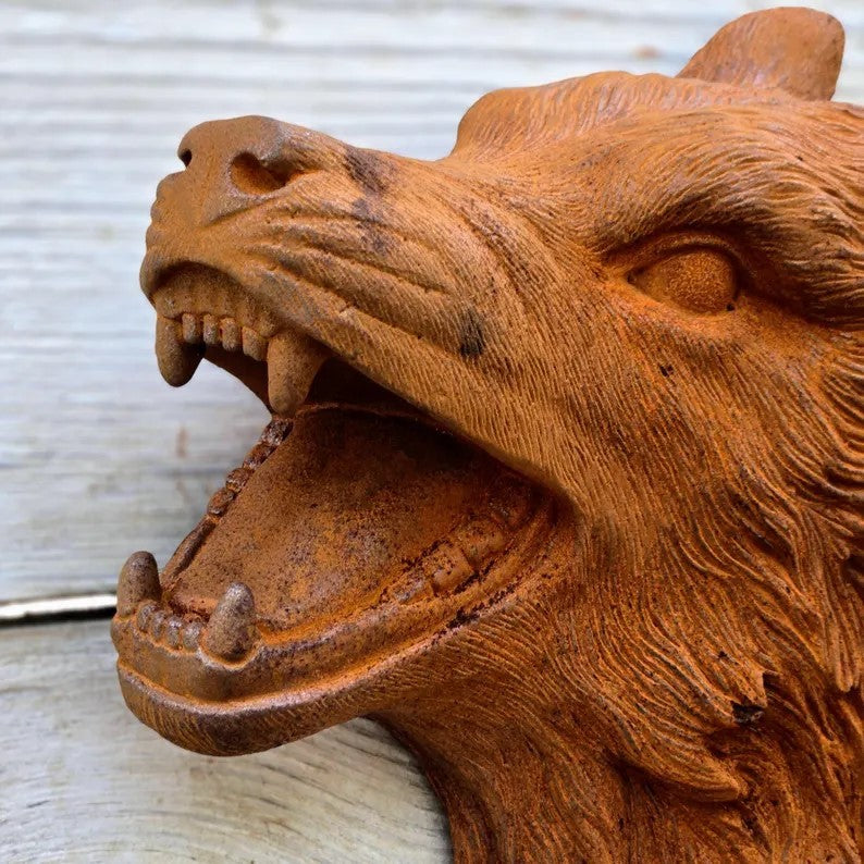 Cast Iron Eagle Head Wall Decor Rustic Country Style Wolf Wall Hanging Sculptur