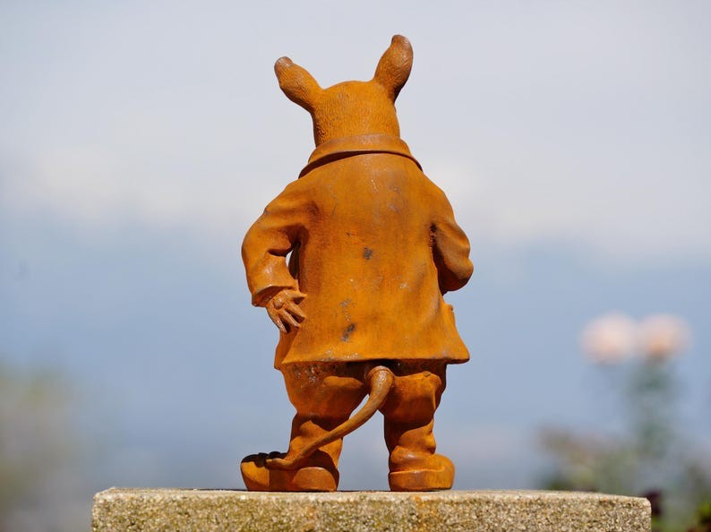 Antique Cast Iron Mouse Statue Set, Victorian Style Garden Ornaments, Whimsical