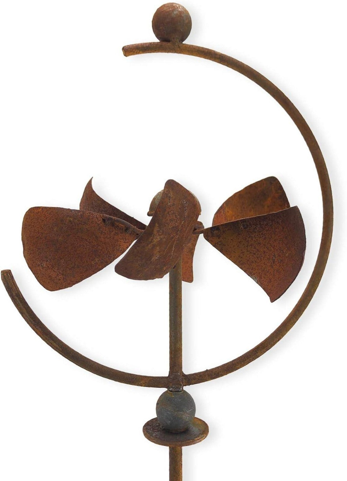 Rustic Metal Wind Spinner – 65" Tall Kinetic Garden Sculpture, Rust Finish