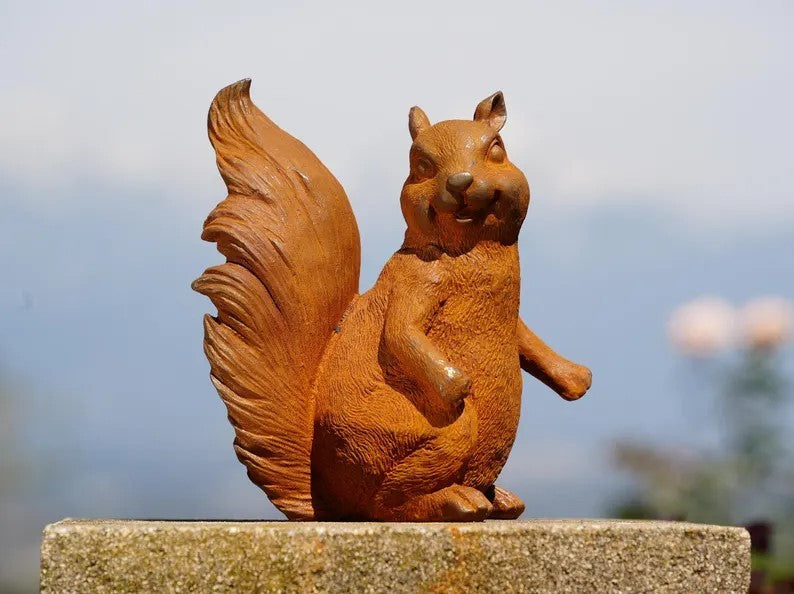 Squirrel Statue Set Adorable Acorn Squirrel for Patio Decor, woodland animal