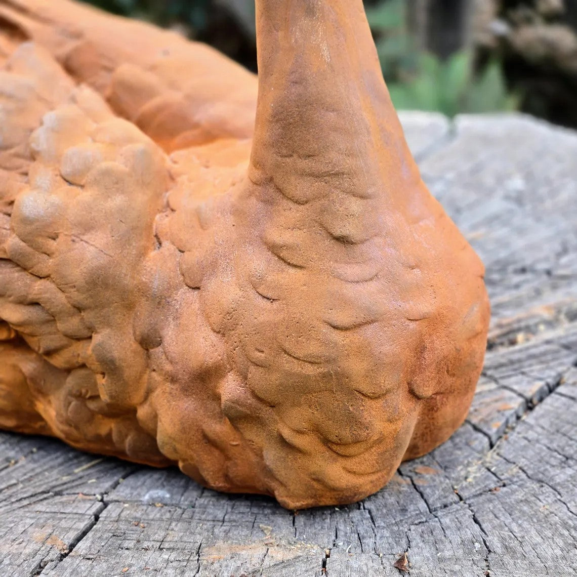 Rust Finish Cast Iron Goose Statue, Handmade Garden Swan Decor, Outdoor Patio