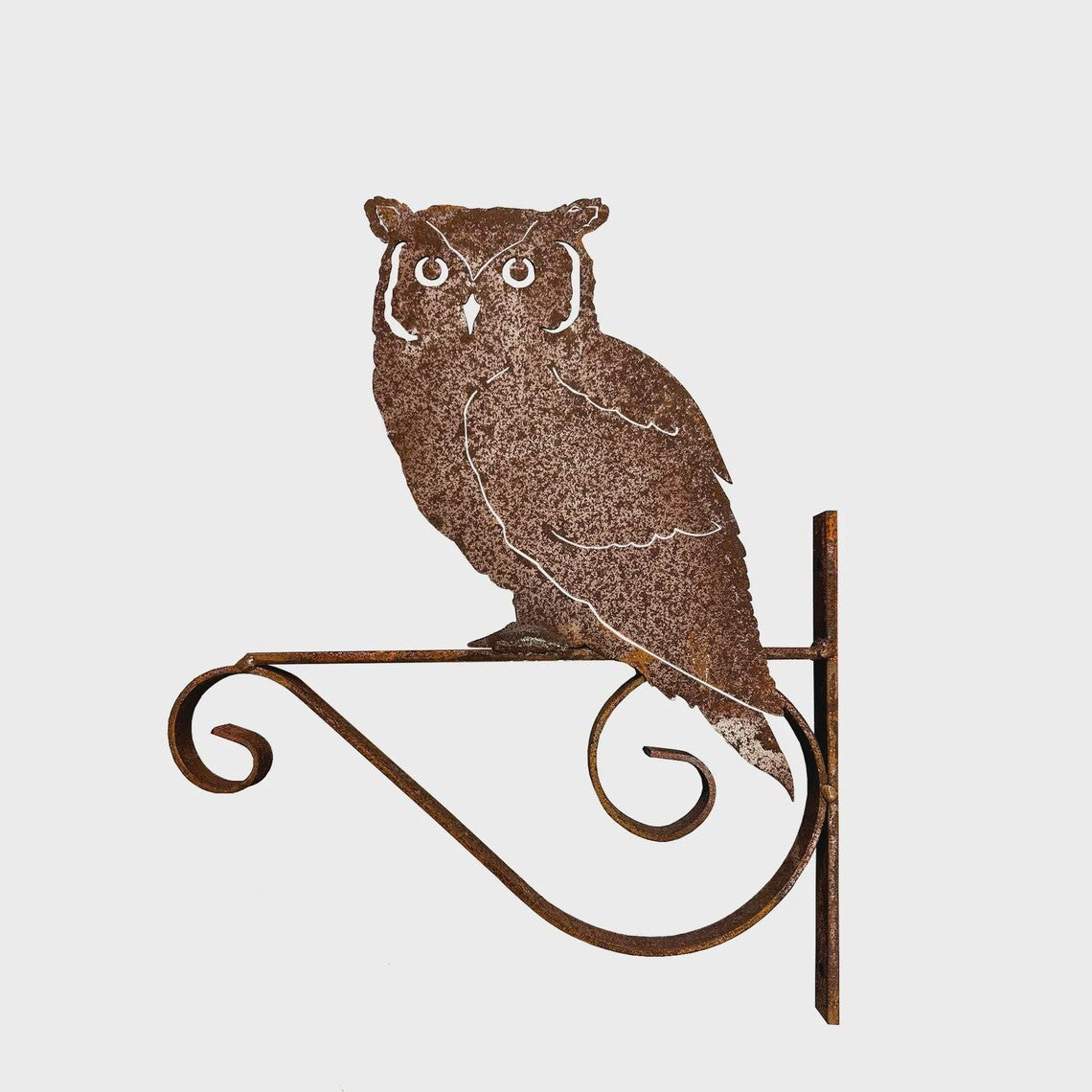 Rusty Metal Owl Bracket Sign Garden Wall Art Outdoor Rustic Iron Décor Owl Art