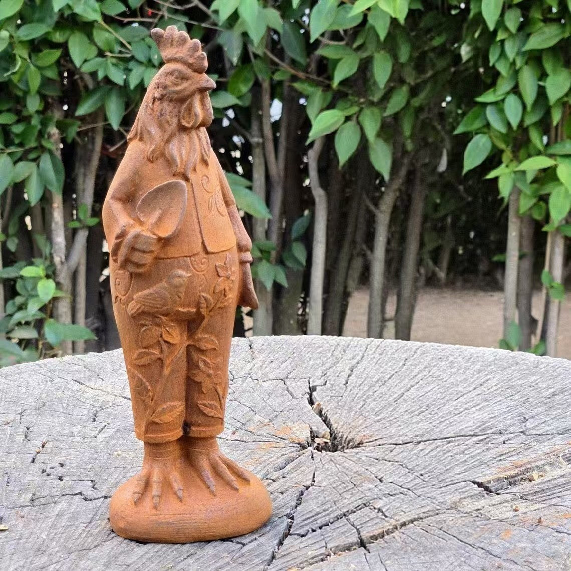 Cast Iron Rooster & Hen Couple – Rustic Farmhouse Chicken Statues