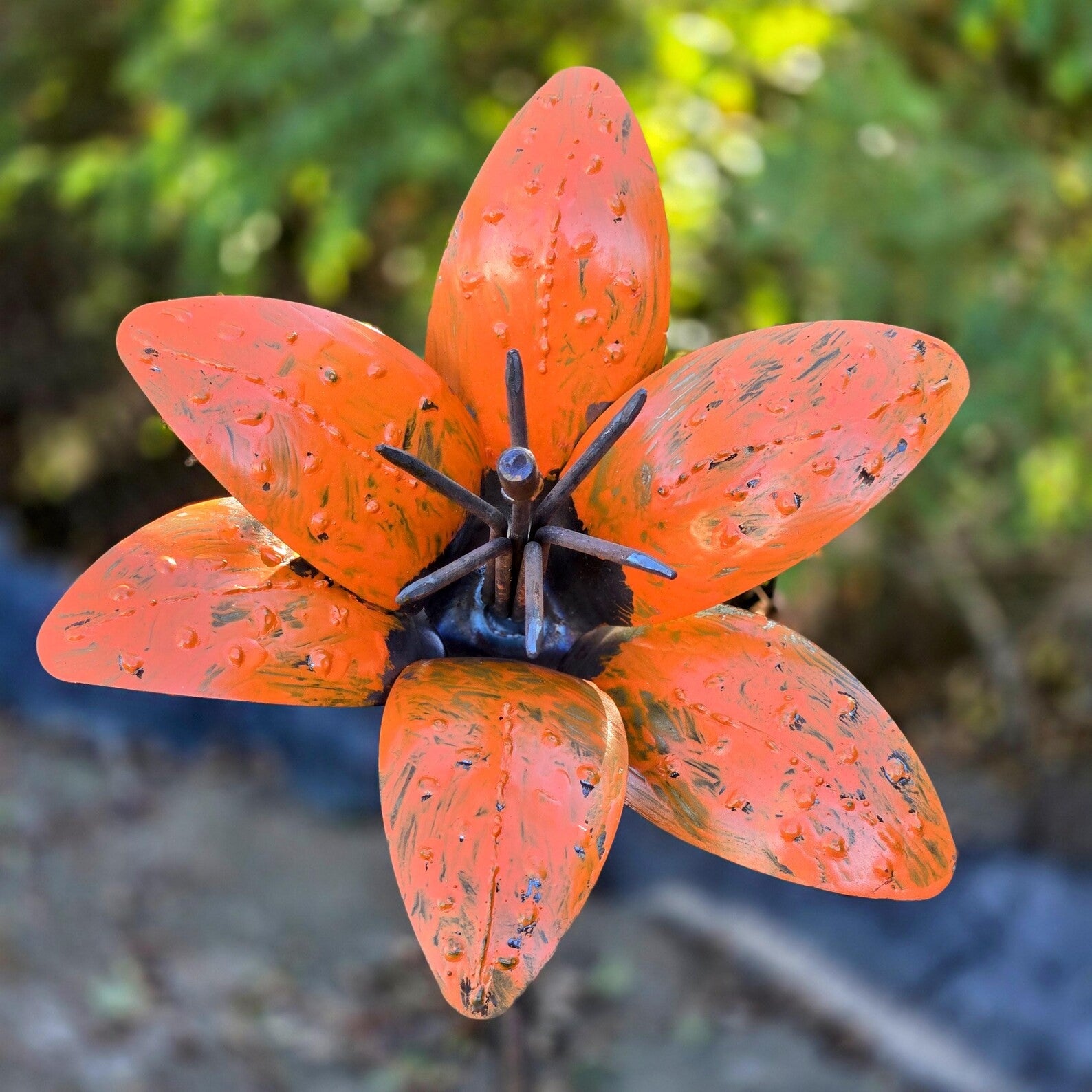 Metal Garden Flower Stake Set: Lily, Daisy, Iris, Sunflower Yard Art