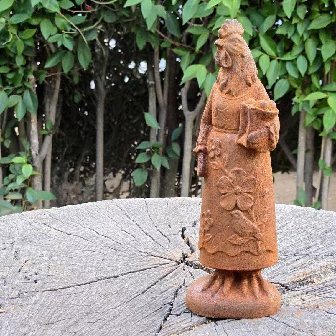 Cast Iron Rooster & Hen Couple – Rustic Farmhouse Chicken Statues