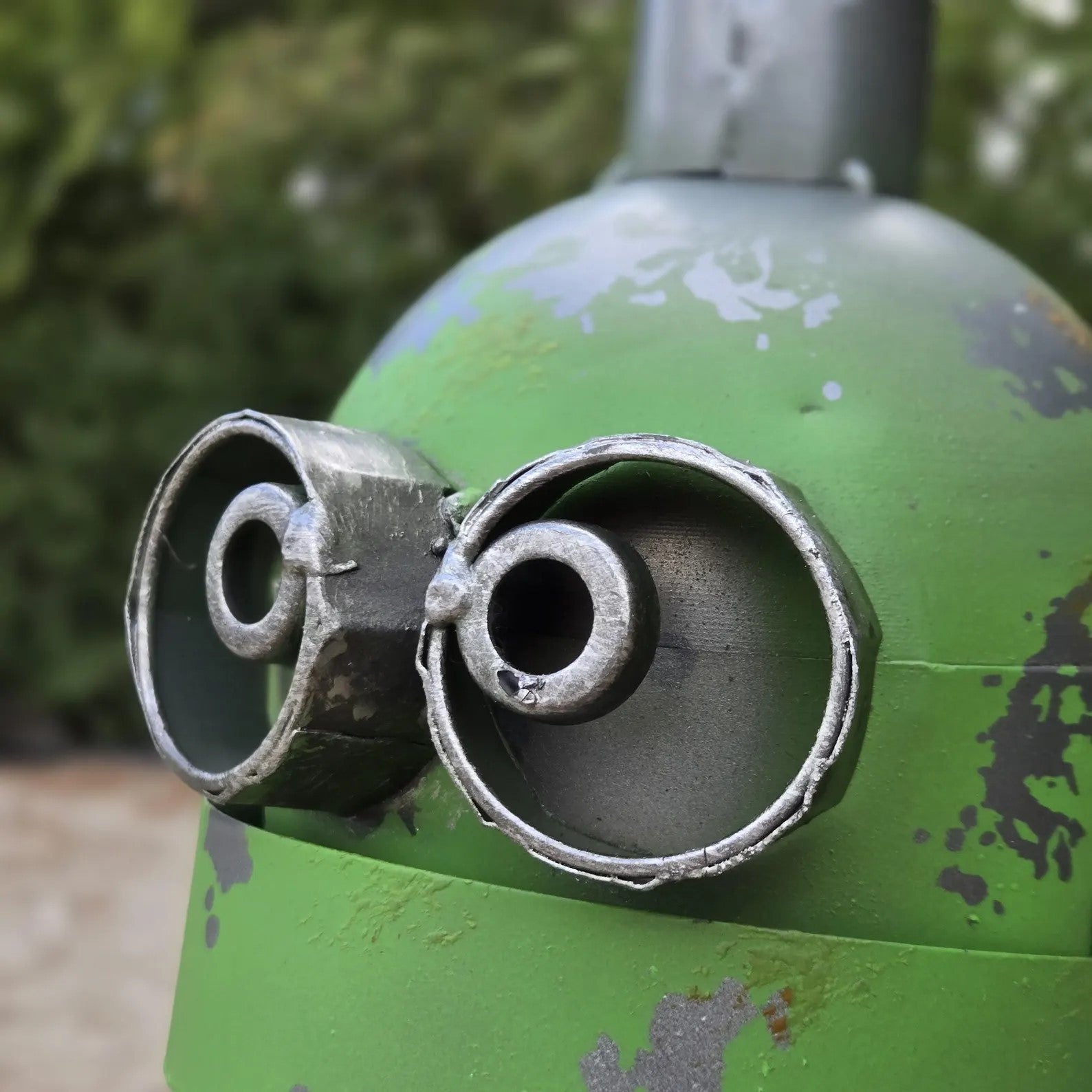 Vintage Metal Garden Robot | Retro Coffee Machine Sculpture | Minion Inspired